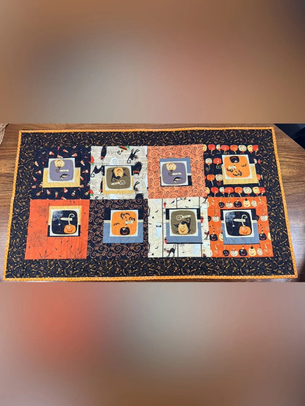 Handmade Halloween Table Topper Runner 22”x38”